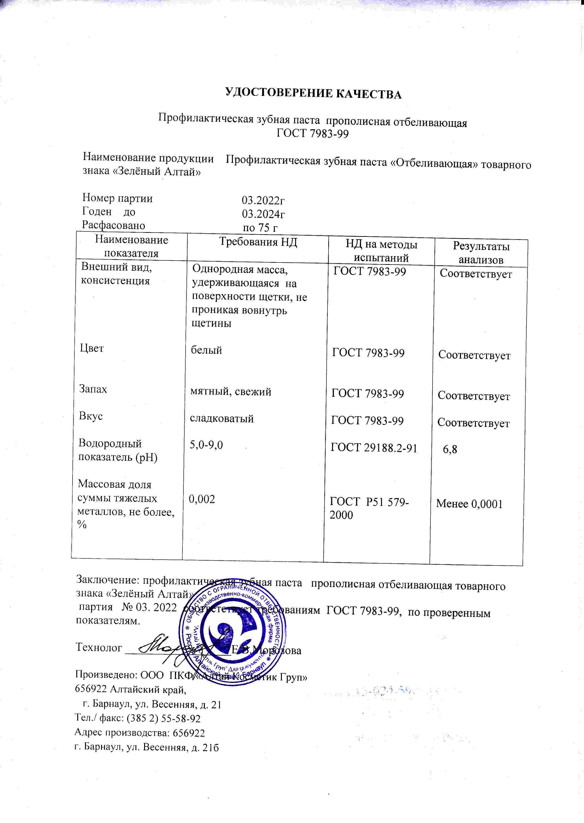 Паспорт №032022